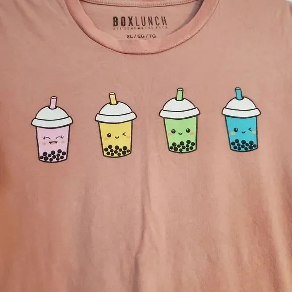 BoxLunch Womens short sleeve graphic Boba Tea pink tshirt, size XL, Kawaii Teas - Picture 8 of 10